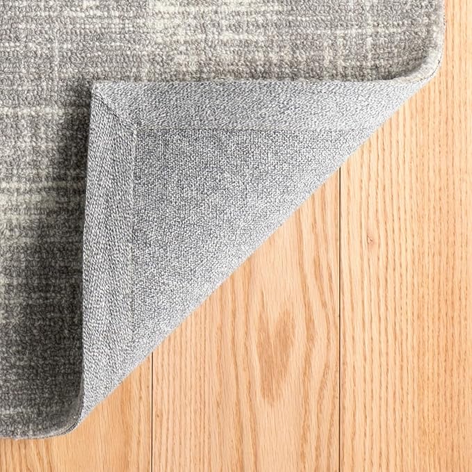 Dash & Albert Crosshatch Dove Grey Hand Micro Hooked Wool Rug, 9.5 X 13.5 Feet, Grey Solid Pattern