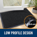 OLANLY Front Door Mat Indoor Outdoor Entrance, Waterproof Heavy Duty Doormat, Fade Resistant, Low Profile, Easy Clean Patio Porch Welcome Floor Mats for Entry, 59x23, Black