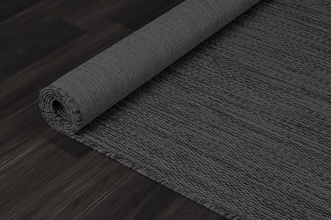 CAMILSON Outdoor Rug 6x9 Modern Area Rugs for Indoor and Outdoor Patios and Porches - Waterproof, Washable, Non-Shedding, Easy-to-Clean Outside Carpet (6 x 9, Solid - Dark Gray)