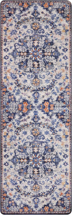 Lahome 2x6 Blue Washable Hallway Runner Rug, Bohemian Floral Medallion Kitchen Carpet Runner, Soft Non Skid Floor Runners for Bathroom Bedroom Vanity Office Sunroom