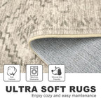 KILOCOCO Boho Entryway Rug 3x5 Area Rug Washable Non Slip Throw Rugs Soft for Kitchen Living Room Dining Bedroom Geometric Moroccan Carpet, Beige/Gray/Green