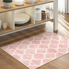 Lahome Moroccan Washable 2x3 Rugs Pink Bathroom Rugs Non-Slip Bathroom Mats,Kitchen Rugs Throw Kids Nursery Rug, Small Soft Girls Dorm Bedside Rug Modern Trellis Carpet for Bedroom Laundry Living Room