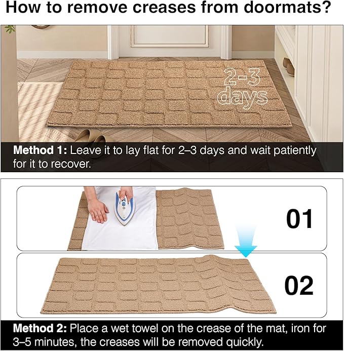 Front Door Mat Outside Entrance, Outdoor Indoor Door Mats for Entryway, Entrance, Entry, Patio, Waterproof Non Slip Doormat, Low-Profile, 20" × 31.5“, Brown