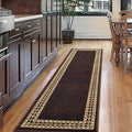 Antep Rugs Alfombras Modern Bordered 2x7 Non-Skid (Non-Slip) Low Profile Pile Rubber Backing Indoor Area Runner Rugs (Brown Beige, 2' x 7')