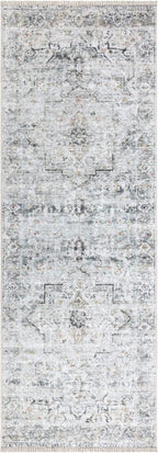 Bloom Rugs Caria Washable Non-Slip 12 ft Runner - Ivory/Gray/Caramel Traditional Runner for Entryway, Hallway, Bathroom, and Kitchen - Exact Size: 2'6" x 12'