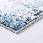 Rugs.com Leipzig Collection Area Rug – 8X10 Blue Low-Pile Rug Perfect for Living Rooms, Large Dining Rooms, Open Floorplans