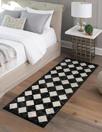 Lahome Moroccan Trellis Runner Rug - 2x6 Washable Black Bathroom Runner Rug Laundry Room Carpet Runners, Modern Soft Non Slip Indoor Floor Accent Mat for Bedside Kitchen Hall Bar Entryway RV