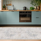 Non Slip 10ft Long Hallway Runner Rug - Blue and Gray 2 x 10 Runner Rug, Washable & Waterproof 2x10 Kitchen Floor Mat - Modern Abstract Design Décor