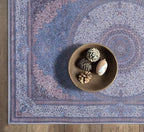 GLN Rugs Traditional Collection - Machine Washable Area Rug, Traditional Washable, Non Slip, Low Pile Chenille Rug, Living Room, Bedroom, Kitchen Rug (2' x 3' Navy/Off White)