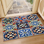 Moroccan Trellis Rugs 8x10 -Moroccan Tile Rug, 5x6 ft, Colorful Trellis Area Rug, Geometric Patchwork Washable Non-Slip Stain Resistant Carpet, Oriental Traditional Home Decor & Gifts