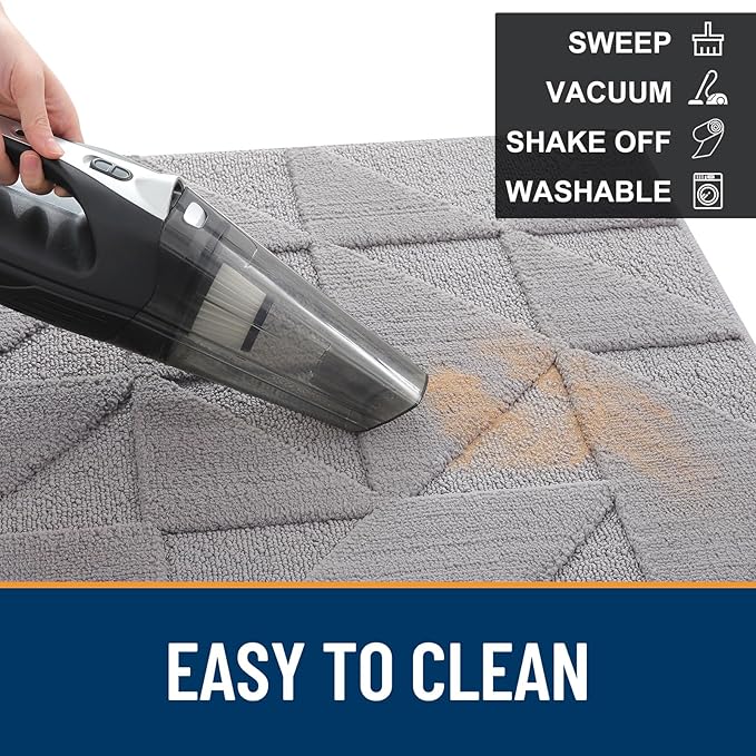 OLANLY Door Mats Indoor, Non-Slip, Absorbent, Dirt Resist, Entrance Washable Mat, Low-Profile Inside Entry Doormat for Entryway (48x32 inches, Grey)