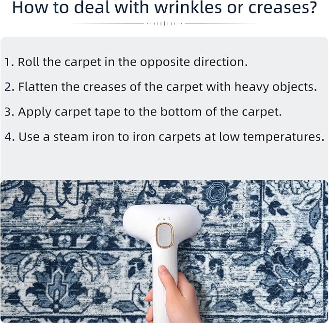 YJ.GWL Area Rugs for Living Room 4x6 Machine Washable Rugs for Bedroom, Non Slip Floral Vintage Rug Indoor Carpet, Stain Resistant Throw Rug for Dining Room Kitchen, Navy Blue