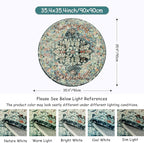 Lahome Bohemian Floral Medallion Round Rug - 3Ft Small Bedroom Round Area Rug Soft Bathroom Circle Mat, Teal Vintage Non Slip Machine Washable Entryway Carpet for Nursery Kitchen Family Room