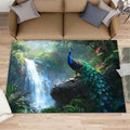 Peacock Rugs for Bedroom - 3x5 Rug, Peacock Decor Area Rugs for Living Room, Natural Landscapes Carpet, Waterfall Washable Area Mat, Aesthetics Carpet - Peafowl Home Decor & Gifts