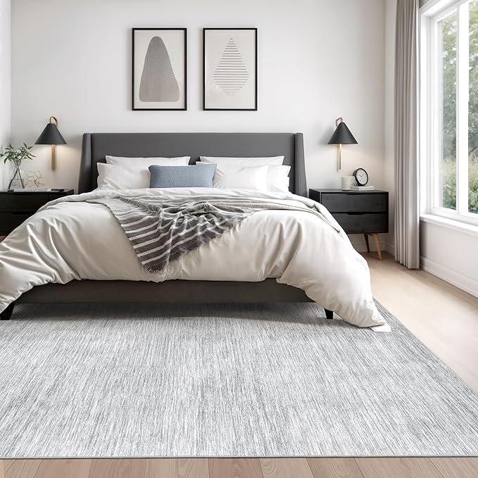 Valenrug Washable Rugs 5x7 - Non Slip 5x7 Area Rugs for Living Room, Stain Resistant Area Rugs for Bedroom, Foldable Machine Washable Area Rug(5'x7', Grey)