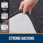 OLANLY Bathroom Rugs 40x24, Extra Soft Absorbent Chenille Bath Rugs, Rubber Backing Quick Dry, Machine Washable Bath Mats for Bathroom Floor, Tub and Shower, Home Decor Accessories, Dark Grey