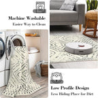 Wonnitar Moroccan Washable 2x6 Runner Rug for Hallways, Non-Skid Carpet Runners for Kitchen, Boho Farmhouse White Non-Shedding Laundry Room Throw Mat for Bathroom Closet Bedroom (Beige,2'x6')