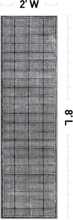 Rugshop Bohemian Stripe Lines Washable Non Slip Runner Rug 2' x 8' Black