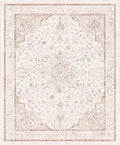 Marsail 8x10 Machine Washable Area Rug, Soft & Slip-Resistant Large Area Rug with Reinforced Bound Edges, Vintage Short-Pile Washable Rug with Floral Pattern for Living Room, Dinning Room and Bedroom