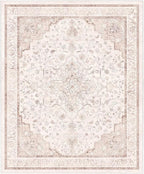 Marsail 8x10 Machine Washable Area Rug, Soft & Slip-Resistant Large Area Rug with Reinforced Bound Edges, Vintage Short-Pile Washable Rug with Floral Pattern for Living Room, Dinning Room and Bedroom