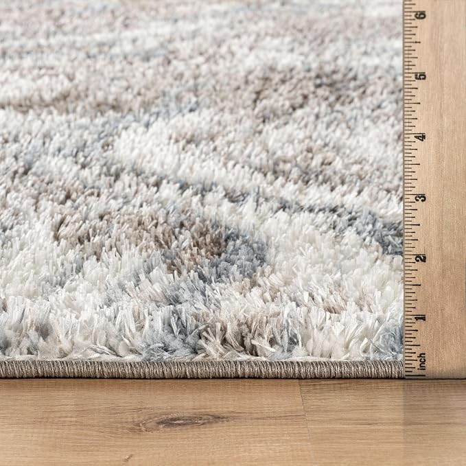 Rugshop Abstract Marble Shag Runner Rug Blue 2' 3" x 12' Great for Long Hallways, Open Entryways, or Galley Kitchens