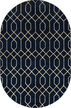 Unique Loom Glam Collection Area Rug - Trellis (5' 3' x 8' Oval, Navy Blue Gold/ Gold)
