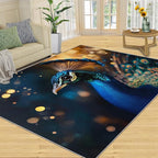 Peacock Area Rug 5x7-5x7 Rug, Wonderful Peacock Rugs for Living Room, Teal Turquoise Carpet, Peafowl Feather Washable Area Rugs for Bedroom, Aesthetics Carpet - Peafowl Home Decor & Gifts
