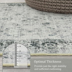 Morebes Vintage 12ft Runners for Hallways, Washable Long Kitchen Runner Rug Non-Slip, Soft Distressed Indoor Floor Throw Carpet for Entryway Farmhouse Living Room Office Foyer, Grey