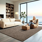 HQAYW 6x9 Large Area Rugs for Living Room Bedroom, Modern Thickened Memory Foam Soft Rug, Low Pile Minimalist Washable Non Slip Carpets for Kids Girls Boys Nursery Dorm Home Decor, Brown