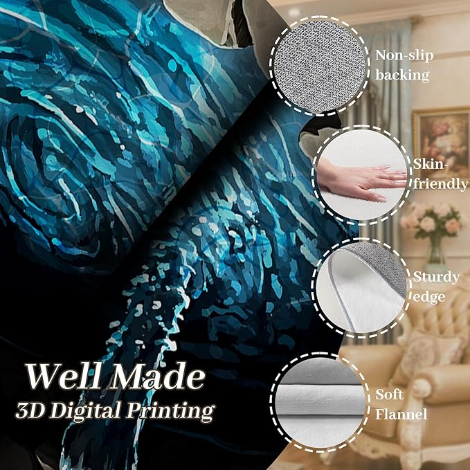 3D Well Waterfall Bedroom Carpet, 6x9ft, Visual Illusion Deep Hole Entrance Rug, Huge Stone Cracks Non-Slip Rugs, Cozy Breathable with Non Slip Backing Mat for Indoor Bedside