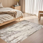 3x5 Area Rug Living Room Rugs - Washable Neutral Modern Abstract Soft Thin Rug Indoor Floor No Slip Rug Carpet for Bedroom Under Dining Table Home Office Decor - Brown/Grey/Beige