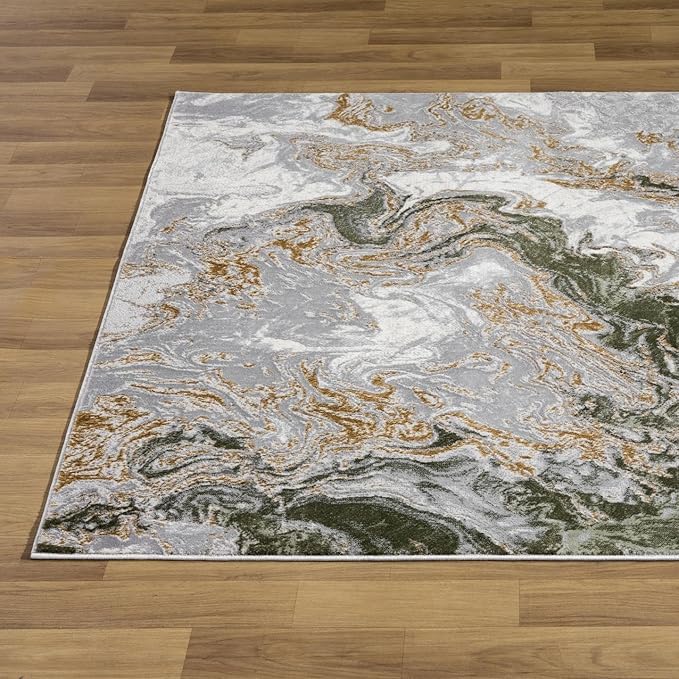 LUXE WEAVERS Marble Swirl Abstract Area Rug, Green 6x9