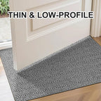 Ultra Thin Door Mat Indoor Entrance 24"x36", Low-Profile Indoor Door Mat, Non Slip Entry Mat Rubber Backing Unique Herringbone Design Inside Doormat Dirt Trapper Entryway Mats, Grey