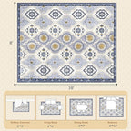 EnHomee 8x10 Area Rug, Soft Washable Rugs for Living Room Bedroom, Boho Non Slip Low Pile Stain Resistant Washable Rug Large Area Rugs for Dining Room,Easy to Clean Living Room Rug, Blue