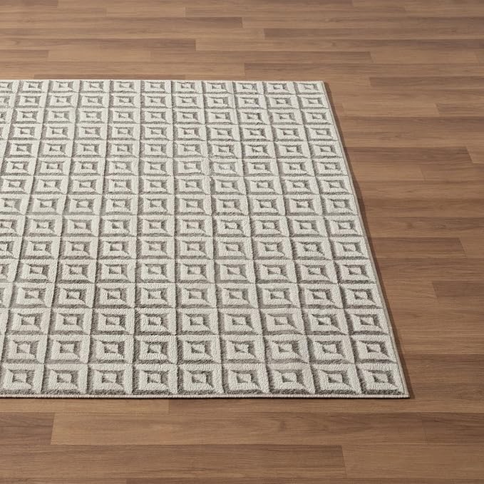 LUXE WEAVERS Geometric Greek Pattern Area Rug, Gray, 4'X5'