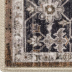 DEXI 10x14 Area Rug for Living Room, Washable Vintage Farmhouse Thin Rug Indoor Floor, Non Slip Stain Resistant Low Pile Carpet for Dining Room Bedroom Office, Brown