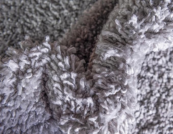 Unique Loom Davos Shag Collection Area Rug - Solid (5' 1" Square, Sterling)
