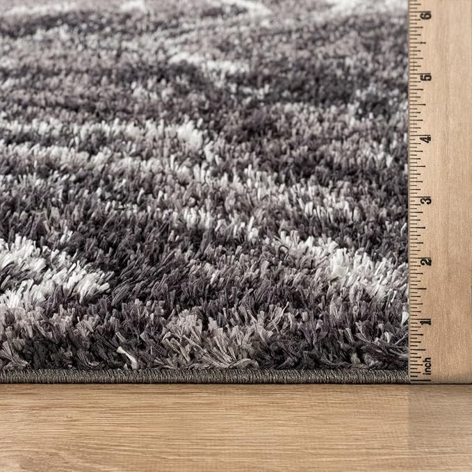 Rugshop Abstract Marble Shag Area Rug Anthracite Dark Gray 4' x 6' Ideal for Small Living Rooms, Offices, or Beside The Bed