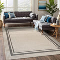 Beverly Rug Easy Jute Bordered Rug 5x7 Washable Durable Indoor Outdoor Area Rugs for Living Dining Room Patio Office Stain Resistant Non Shedding Casual Indoor Outside Carpet 5 x 7 Off-White