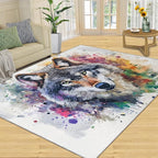 Wolf Rugs for Bedroom - 5x6 Area Rug - Graffiti Wolf Rugs for Living Room, Abstract 3D Animal Graffiti Rug, Washable Home Decor Carpet