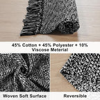 Collive Long Hallway Runner Rug 2.6' x 10', Washable Runners Indoor Entryway Rug, Black/Cream Braided Woven Kitchen Rugs Low-Profile Front Door Floor Carpet for Laundry Room Bedroom Doorway