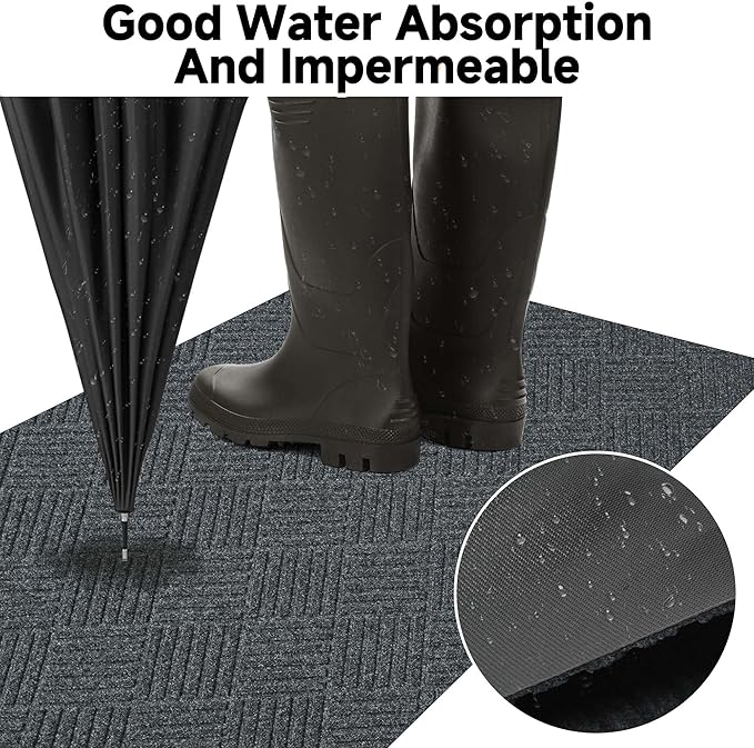 jxgzyy Commercial Front Door Mat 3'11" x 2'8", Non-Slip Indoor Outdoor Doormat, Heavy Duty Runner Rug for Entrance, Porch, Patio, Garage, High Traffic Area, Dark Grey