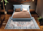 Bloom Rugs Caria Washable Non-Slip 9x12 Rug - Terracotta/Blue Traditional Area Rug for Living Room, Bedroom, Dining Room, and Kitchen - Exact Size: 9' x 12'