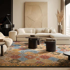 Phantoscope Washable Area Rug 6'x9' Non-Slip, Vintage Boho Rugs for Living Room, Bedroom, Dining Room, Distressed Moroccan Mosaic Diamond Pattern, Low-Pile Foldable Floor Carpet, Terracotta/Rust