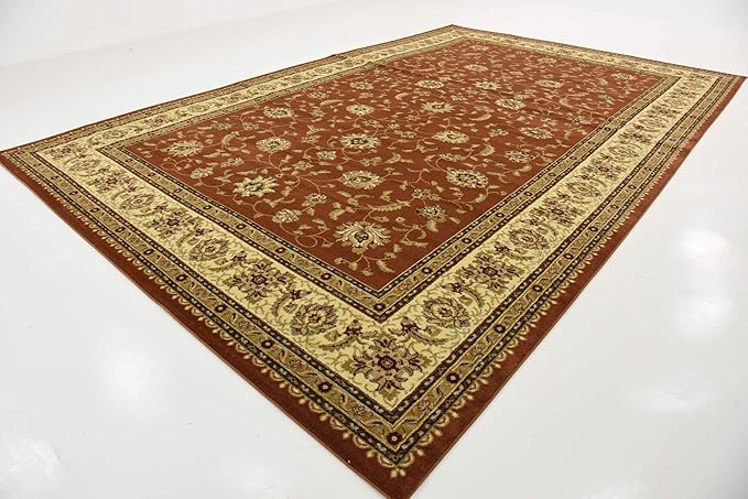 Unique Loom Voyage Collection Traditional Oriental Classic Intricate Design Area Rug (10' 6 x 16' 5 Rectangular, Terracotta/Ivory)