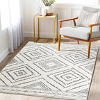 Area Rug 4x4 Rug Machine Washable Non-Slip Low Pile Print Pattern Western Rug for Living Room Bedroom Entryway Tribal Series -Navywhite/Black