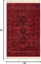 Unique Loom Tekke Collection Area Rug - Sheibani (3' 3" x 5' 3" Rectangle, Red/ Black)