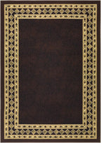 Antep Rugs Alfombras Modern Bordered 5x7 Non-Skid (Non-Slip) Low Profile Pile Rubber Backing Indoor Area Rugs (Brown Beige, 5' x 7')