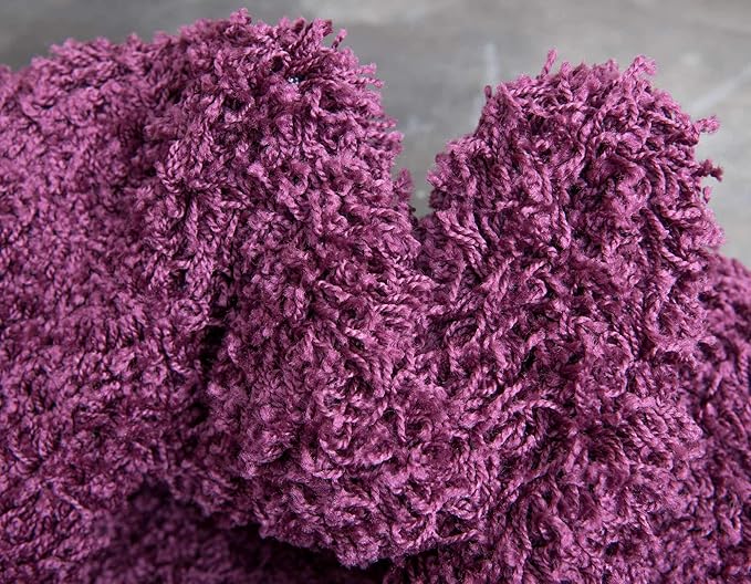 Unique Loom Solid Shag Collection Area Rug (4' 1" x 6' 1" Rectangle, Eggplant Purple)