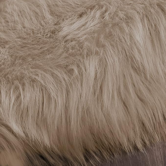 Latepis Brown Beige Faux Sheepskin Fur 2x8 Runner Rug for Hallway Non-Slip Furry Rugs for Bedroom Living Room Rugs for Home Decor Rectangle
